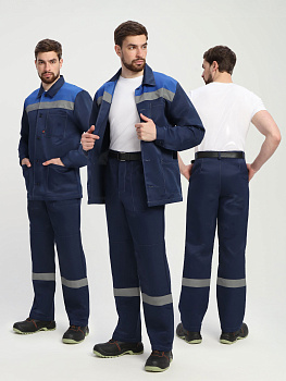 Костюм Стандарт СОП усиленный (тк.Смесовая,210) брюки, т.синий/васильковый — купить в SIZ-ON