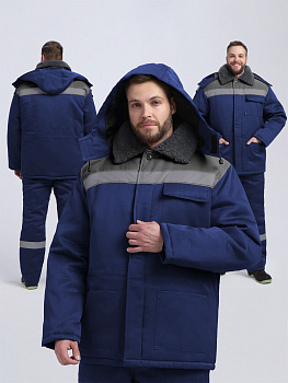 Куртка зимняя Квайл СОП (тк.Смесовая,210), т.синий/серый — купить в SIZ-ON