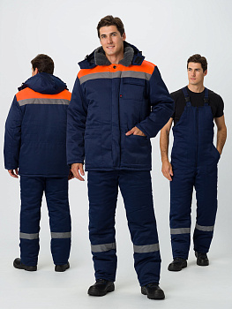 Костюм зимний Труженик-Ультра-2 IMP (тк.Смесовая,210) п/к, т.синий/оранжевый — купить в SIZ-ON
