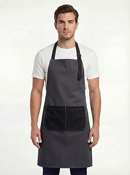 Фартук с грудкой Модеринт (тк.Смесовая,210), серый/черный — купить в SIZ-ON