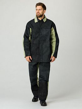Костюм сварщика комбинированный 2 кл.защиты (тк.Брезент,550/Спилок S=2,3), черный/бежевый(А5) — купить в SIZ-ON