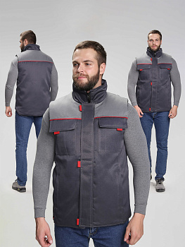 Жилет утепленный Флофт (тк.Смесовая,210), т.серый/серый — купить в SIZ-ON