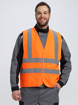 Жилет сигнальный ProfLineSpecialist с карманами СОП-4 (тк.Полиэфир,130), оранжевый — купить в SIZ-ON