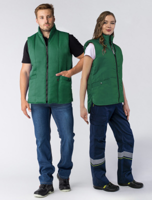 Жилет утепленный Универсальный (тк.Смесовая,210), зеленый — купить в SIZ-ON