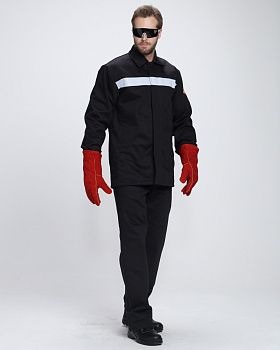 Костюм сварщика Гефест-СОП 2 кл.защиты (тк.Хлопок-ОП,500) брюки, черный — купить в SIZ-ON