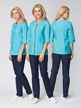 Костюм женский Ника (тк.Смесовая,120), бирюзовый/т.синий — купить в SIZ-ON