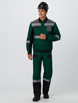 Костюм Вивантек-2 СОП У. (тк.Смесовая,240) п/к, зеленый/черный/серый — купить в SIZ-ON