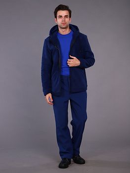 Куртка мужская с капюшоном (тк.Флис, 280), т.синий — купить в SIZ-ON