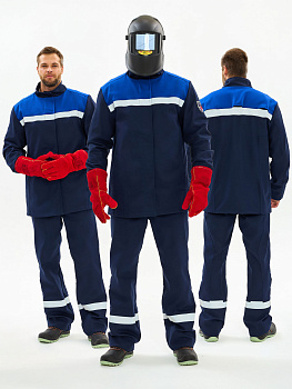 Костюм сварщика Велдсвар-СОП 2 кл.защиты (тк.Хлопок-ОП,350) брюки, т.синий/васильковый — купить в SIZ-ON