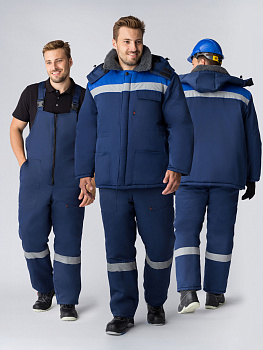 Костюм зимний Труженик-Ультра-2 У. (тк.Смесовая,210) п/к, т.синий/васильковый — купить в SIZ-ON