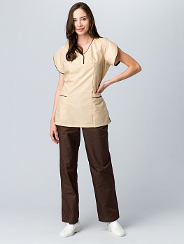 Костюм женский Мокко (тк.ТиСи,120), коричневый/бежевый — купить в SIZ-ON