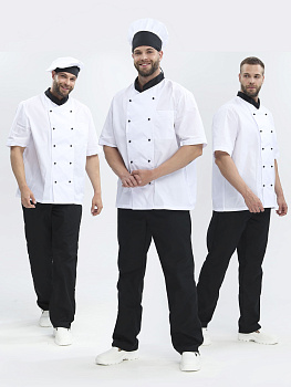 Костюм повара Виктор (тк.Смесовая,120), черный/белый — купить в SIZ-ON