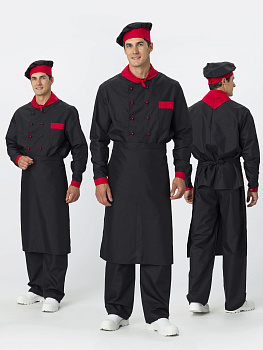 Костюм повара Шефирон (тк.Смесовая,120), черный/красный — купить в SIZ-ON