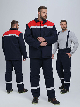 Костюм сварщика зимний Велдсвар-СОП 1 кл.защиты (тк.Хлопок ОП,350) брюки, т.синий/красный — купить в SIZ-ON