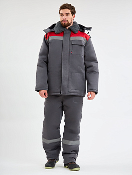 Костюм зимний Труженик-Ультра-1 СОП  (тк.Смесовая,210) брюки, т.серый/красный — купить в SIZ-ON