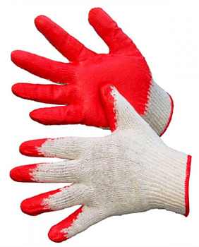 Перчатки х/б с одинарным латексным покрытием (10пар) — купить в SIZ-ON