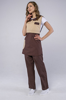 Фартук-сарафан Монро (тк.ТиСи), коричневый/бежевый — купить в SIZ-ON