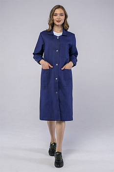 Халат женский рабочий (тк.Диагональ,195), т.синий — купить в SIZ-ON