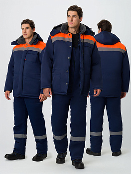 Костюм зимний на пуговицах Квайл-2 СОП (тк.Смесовая,210) п/к, т.синий/оранжевый — купить в SIZ-ON