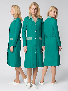 Халат женский Надежда (тк.ТиСи), зеленый/полоска — купить в SIZ-ON